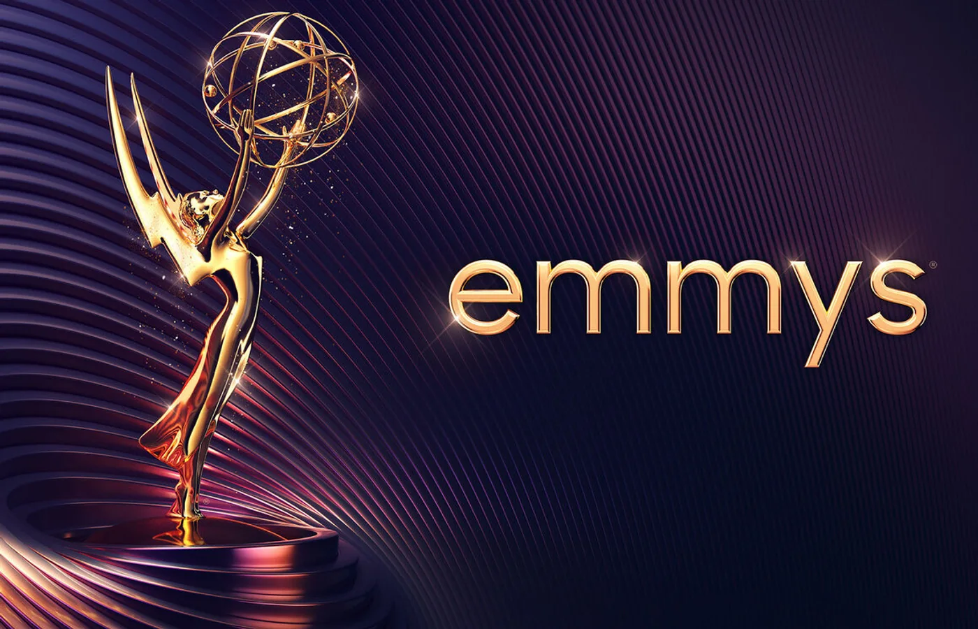 Emmy Awards statuette and wordmark